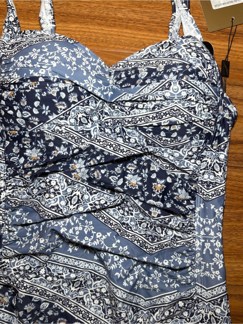 Nip Tuck Swim Navy Floral Paisley One Piece Swimsuit Multiple Sizes - Picture 2 of 6